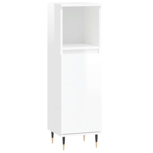 vidaXL Badschrank, Badezimmerschrank mit viel Stauraum, Badkommode mit Eisenbeinen, Aufbewahrungsschrank Bad Badezimmermöbel Badmöbel, Hochglanz Weiß Holzwerkstoff vidaXL Badschrank, Badezimmerschrank mit viel Stauraum, Badkommode mit Eisenbeinen, Aufbewahrungsschrank Bad Badezimmermöbel Badmöbel, Hochglanz Weiß Holzwerkstoff von vidaXL
