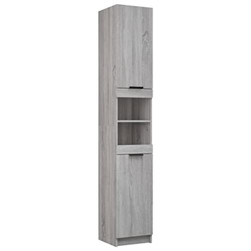 vidaXL Badschrank Grau Sonoma 32x34x188,5 cm Holzwerkstoff von vidaXL