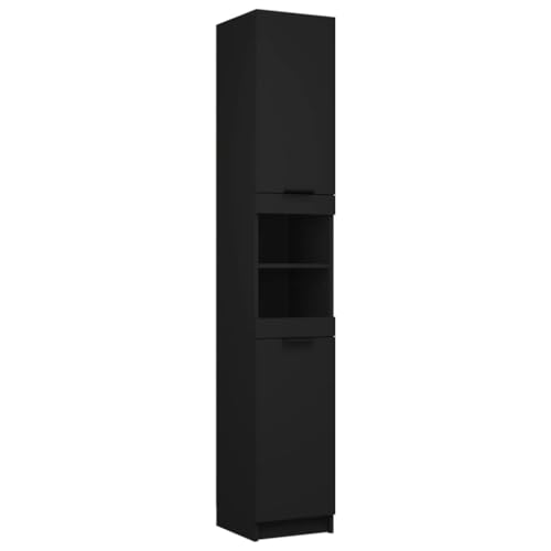 vidaXL Badschrank, Hochschrank für Badezimmer, Badezimmerschrank Schrank mit 6 Fächern, Badmöbel Badezimmermöbel, Modern, Schwarz Holzwerkstoff vidaXL Badschrank, Hochschrank für Badezimmer, Badezimmerschrank Schrank mit 6 Fächern, Badmöbel Badezimmermöbel, Modern, Schwarz Holzwerkstoff von vidaXL