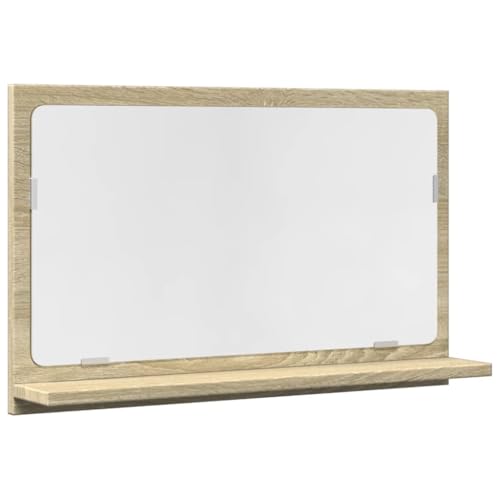 vidaXL Badspiegel, Wandspiegel mit Ablage, Spiegel Wandmontage für Badezimmer, Hängespiegel Badezimmerspiegel, Sonoma-Eiche Holzwerkstoff von vidaXL