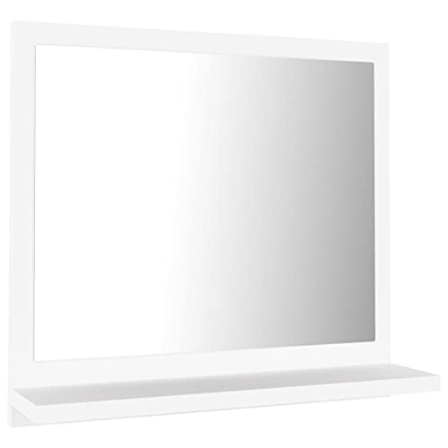 vidaXL Badspiegel mit Ablage Wandspiegel Badezimmerspiegel Hängespiegel Bad Spiegel Badezimmer Badmöbel Weiß 40x10,5x37cm Holzwerkstoff von vidaXL