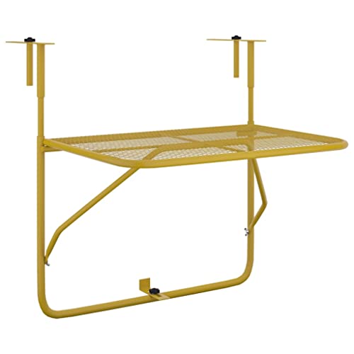 vidaXL Balkontisch Klappbar Balkonhängetisch Hängetisch Klapptisch Gartentisch Tisch Balkon Beistelltisch Balkonklapptisch Golden 60x40cm Stahl von vidaXL