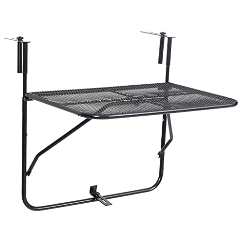 vidaXL Balkontisch Zusammenklappbar Balkonhängetisch Balkonmöbel Tisch Hängetisch Klapptisch Balkonklapptisch Schwarz 60x40cm Stahl von vidaXL