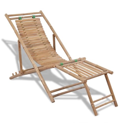 vidaXL Bambus Liegestuhl Relax Sonnenliege Deckchair Relaxliege mit Fußstütze von vidaXL