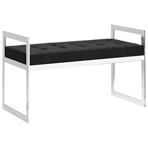 vidaXL Bank Sitzbank Sitzhocker Betthocker Garderobenbank Flurbank Beistellbank Polsterbank Wohnzimmer Flur 97cm Schwarz Samt Edelstahl von vidaXL