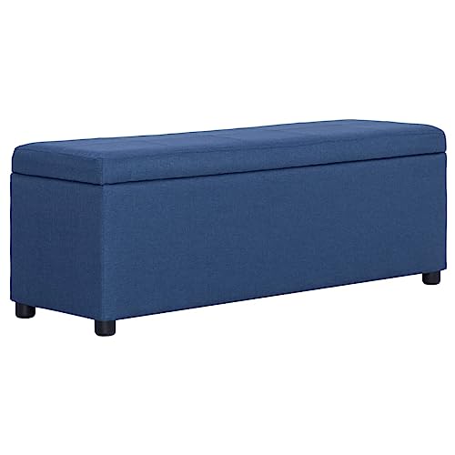 vidaXL Bank mit Staufach Sitzbank Sitzhocker Sitztruhe Flurbank Truhenbank Aufbewahrungsbox Truhe Spielzeugkiste Polsterbank 116cm Blau Polyester von vidaXL