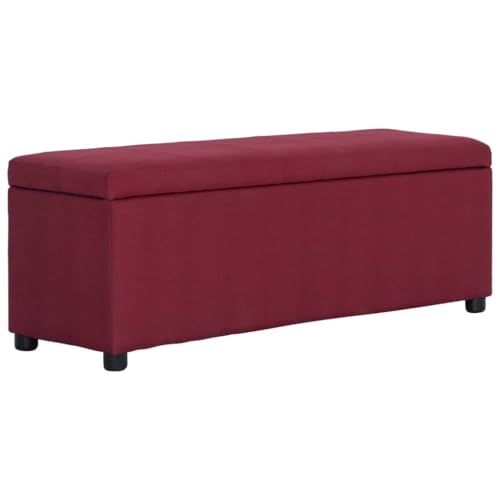 vidaXL Bank mit Staufach Sitzbank Sitzhocker Sitztruhe Flurbank Truhenbank Aufbewahrungsbox Truhe Spielzeugkiste Polsterbank 116cm Weinrot Polyester von vidaXL