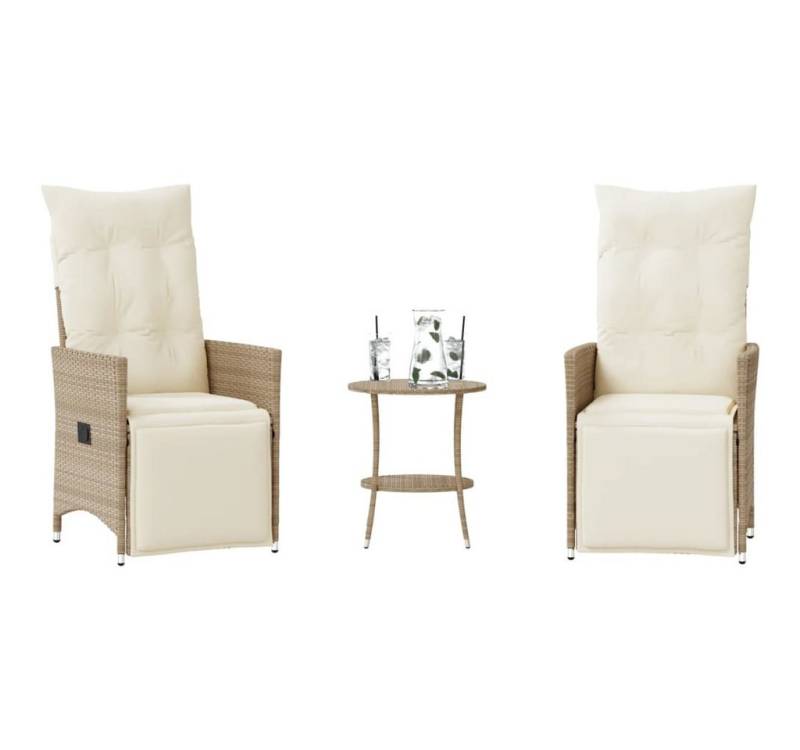 vidaXL Bar-Set, 3-tlg. Bistro-Set mit Kissen Beige Poly Rattan vidaXL Bar-Set, 3-tlg. Bistro-Set mit Kissen Beige Poly Rattan von vidaXL