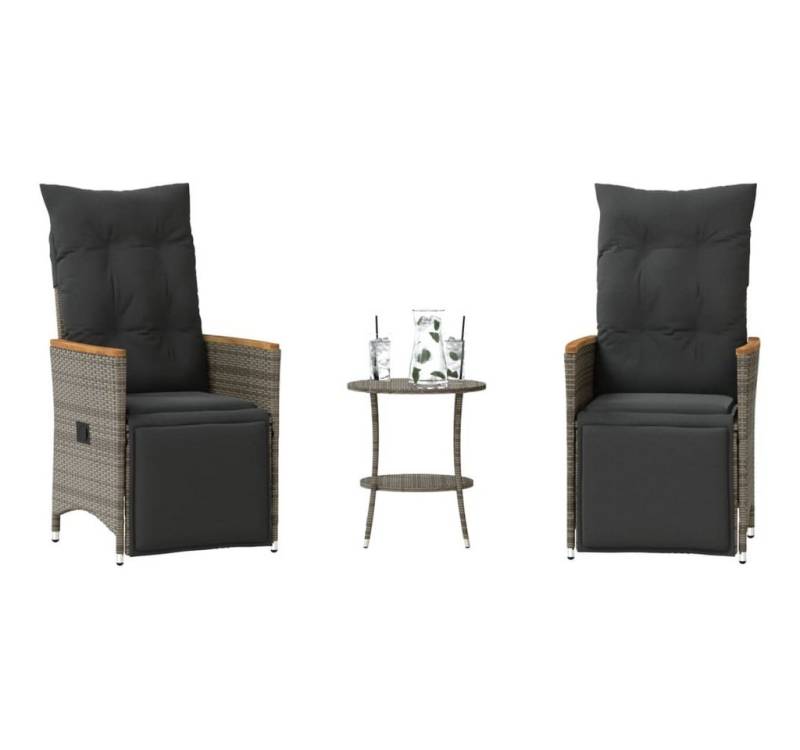 vidaXL Bar-Set, 3-tlg. Bistro-Set mit Kissen Grau Poly Rattan vidaXL Bar-Set, 3-tlg. Bistro-Set mit Kissen Grau Poly Rattan von vidaXL