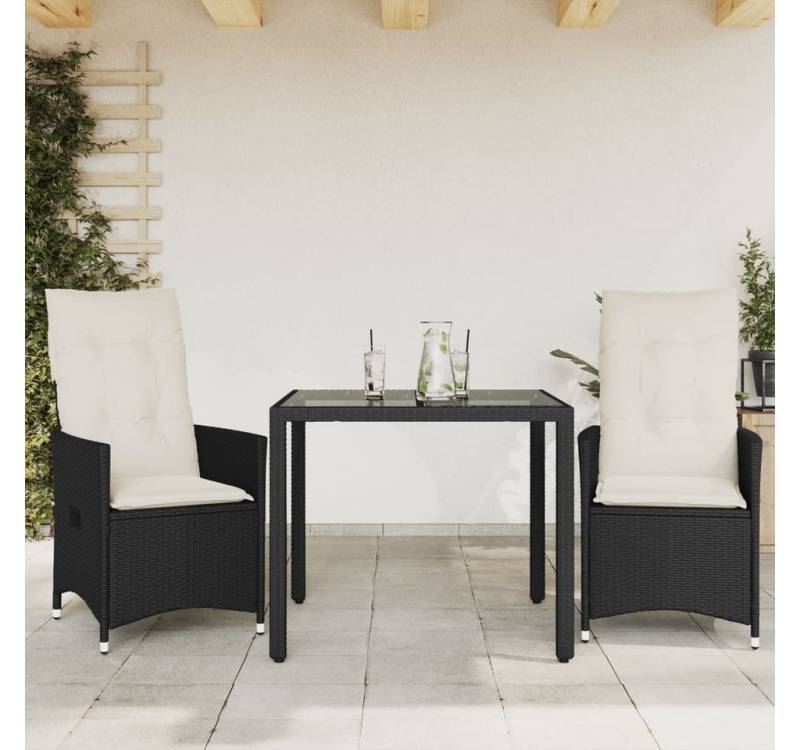 vidaXL Bar-Set, 3-tlg. Bistro-Set mit Kissen Schwarz Poly Rattan vidaXL Bar-Set, 3-tlg. Bistro-Set mit Kissen Schwarz Poly Rattan von vidaXL