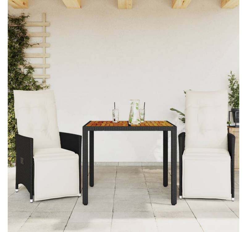 vidaXL Bar-Set, 3-tlg. Bistro-Set mit Kissen Schwarz Poly Rattan vidaXL Bar-Set, 3-tlg. Bistro-Set mit Kissen Schwarz Poly Rattan von vidaXL