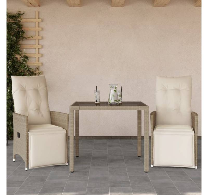 vidaXL Bar-Set, 3-tlg. Garten-Bistro-Set mit Kissen Beige Poly Rattan vidaXL Bar-Set, 3-tlg. Garten-Bistro-Set mit Kissen Beige Poly Rattan von vidaXL