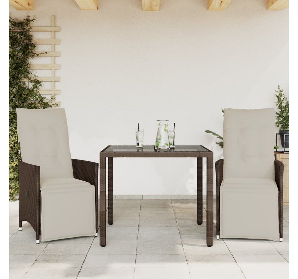 vidaXL Bar-Set, 3-tlg. Garten-Bistro-Set mit Kissen Braun Poly Rattan vidaXL Bar-Set, 3-tlg. Garten-Bistro-Set mit Kissen Braun Poly Rattan von vidaXL