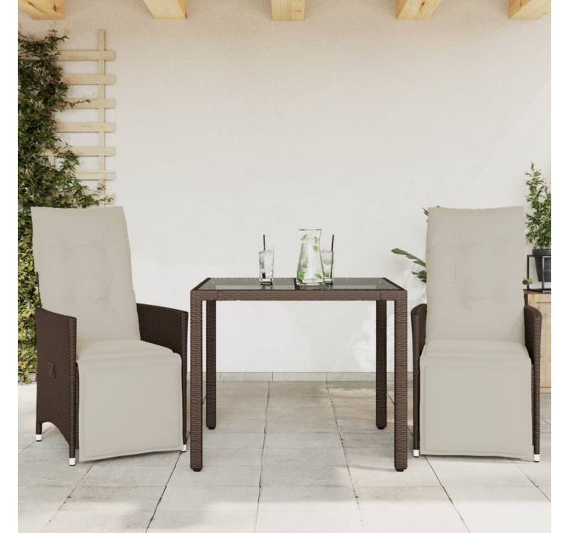 vidaXL Bar-Set, 3-tlg. Garten-Bistro-Set mit Kissen Braun Poly Rattan vidaXL Bar-Set, 3-tlg. Garten-Bistro-Set mit Kissen Braun Poly Rattan von vidaXL