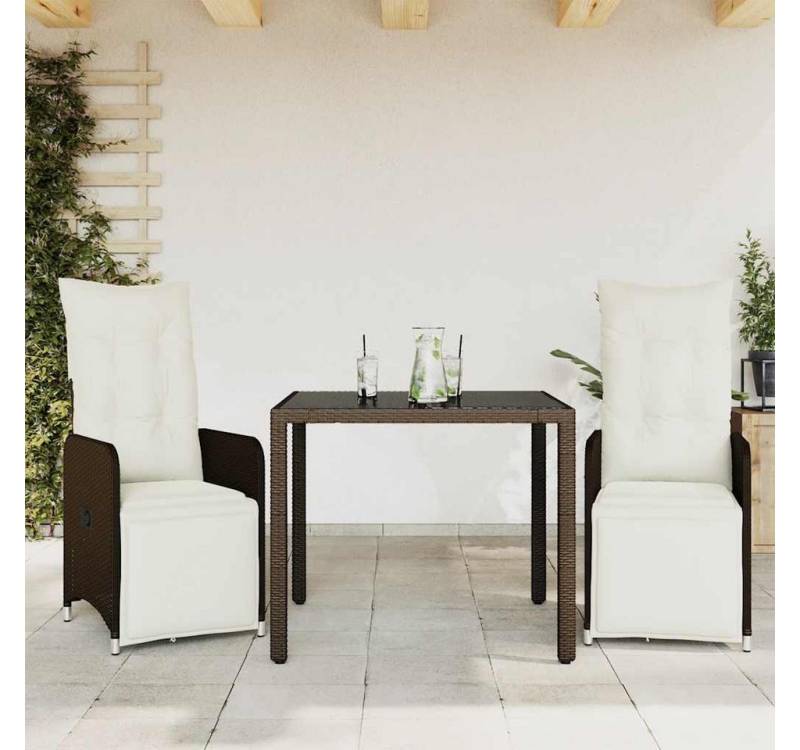 vidaXL Bar-Set, 3-tlg. Garten-Bistro-Set mit Kissen Braun Poly Rattan vidaXL Bar-Set, 3-tlg. Garten-Bistro-Set mit Kissen Braun Poly Rattan von vidaXL