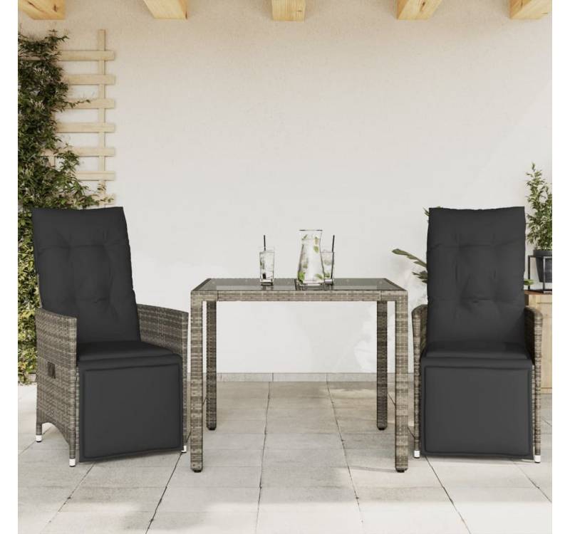 vidaXL Bar-Set, 3-tlg. Garten-Bistro-Set mit Kissen Grau Poly Rattan vidaXL Bar-Set, 3-tlg. Garten-Bistro-Set mit Kissen Grau Poly Rattan von vidaXL