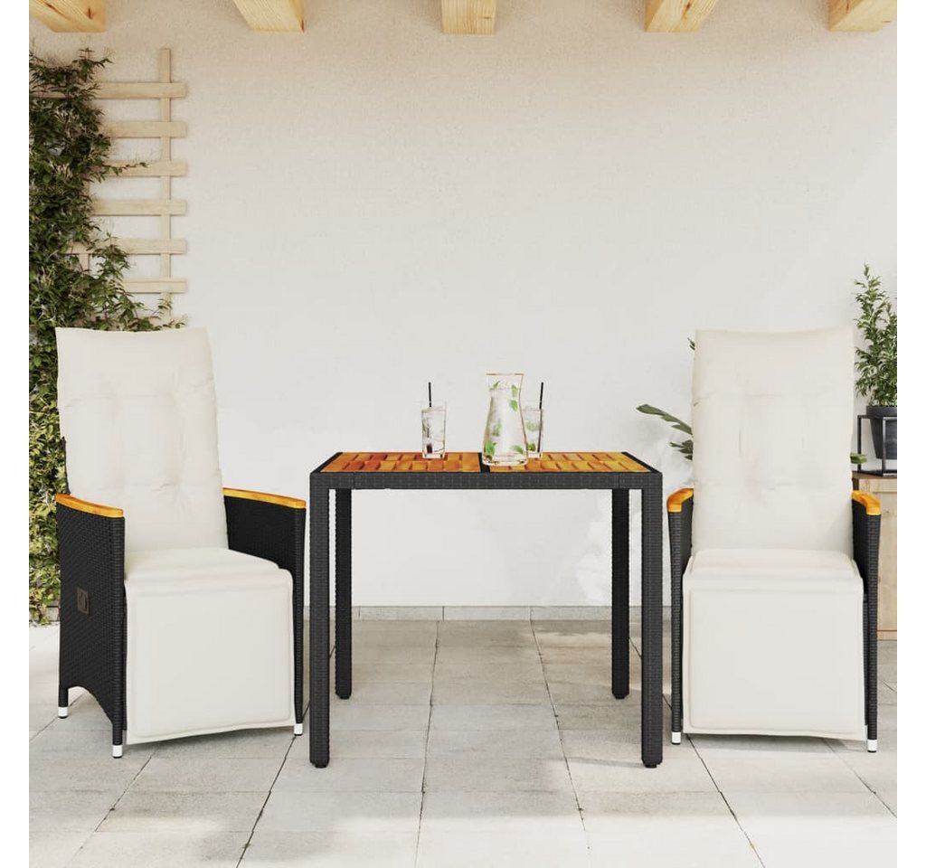 vidaXL Bar-Set, 3-tlg. Garten-Bistro-Set mit Kissen Schwarz Poly Rattan vidaXL Bar-Set, 3-tlg. Garten-Bistro-Set mit Kissen Schwarz Poly Rattan von vidaXL