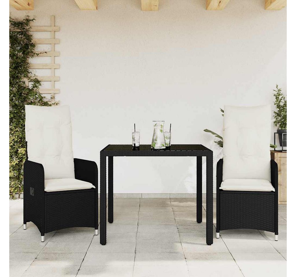vidaXL Bar-Set, 3-tlg. Garten-Bistro-Set mit Kissen Schwarz Poly Rattan vidaXL Bar-Set, 3-tlg. Garten-Bistro-Set mit Kissen Schwarz Poly Rattan von vidaXL