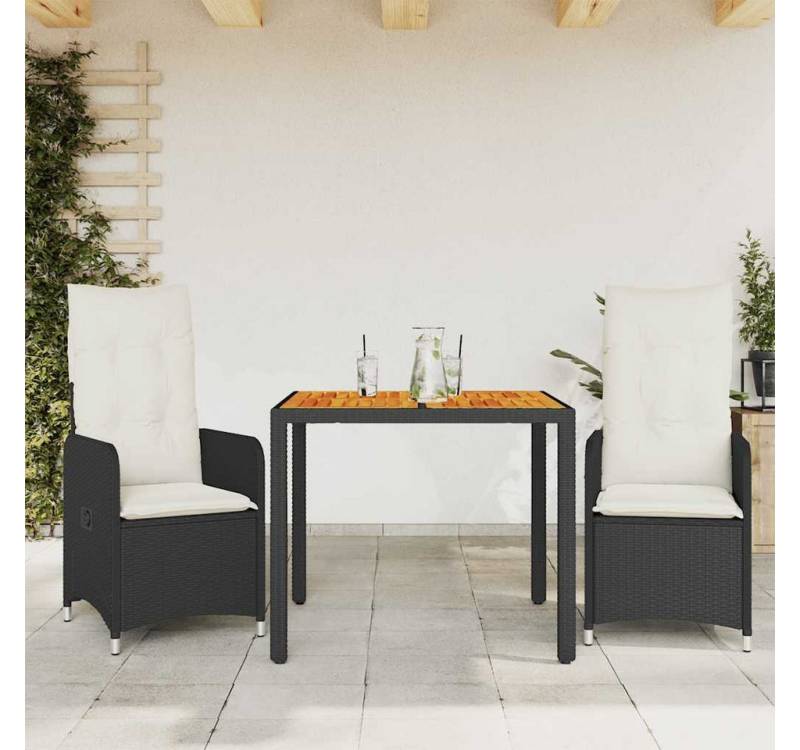 vidaXL Bar-Set, 3-tlg. Garten-Bistro-Set mit Kissen Schwarz Poly Rattan vidaXL Bar-Set, 3-tlg. Garten-Bistro-Set mit Kissen Schwarz Poly Rattan von vidaXL