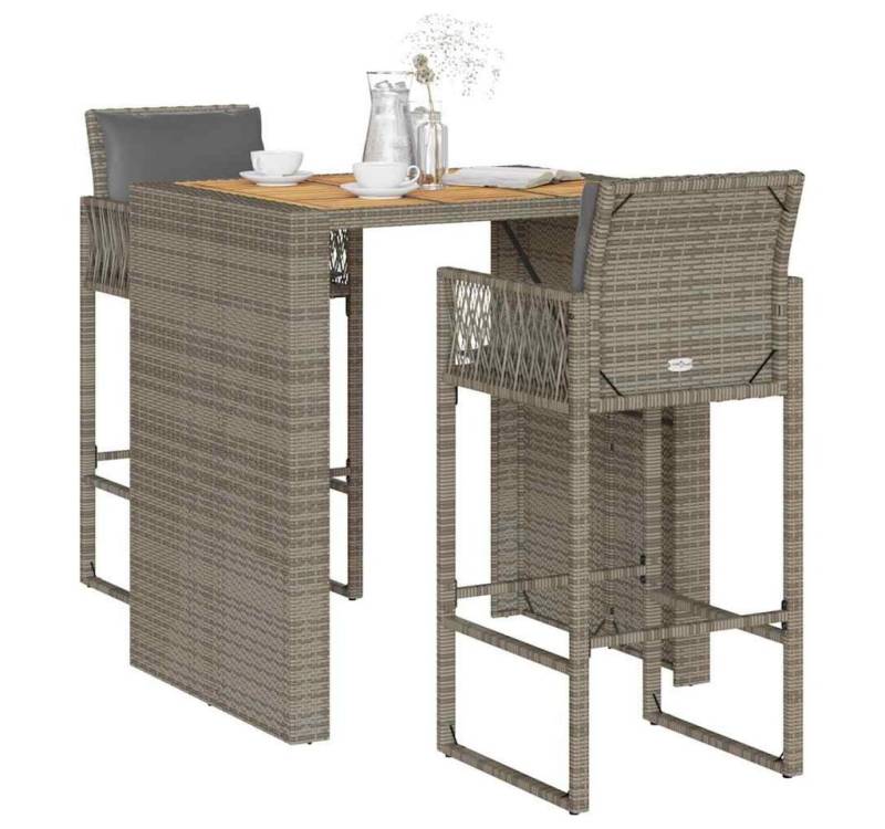 vidaXL Bar-Set, 3-tlg. Gartenbar-Set mit Kissen Grau Poly Rattan Akazie vidaXL Bar-Set, 3-tlg. Gartenbar-Set mit Kissen Grau Poly Rattan Akazie von vidaXL