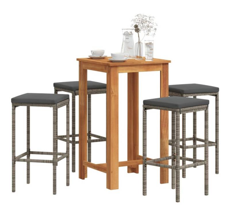 vidaXL Bar-Set, 5-tlg. Gartenbar-Set Grau Massivholz Akazie und Poly Rattan vidaXL Bar-Set, 5-tlg. Gartenbar-Set Grau Massivholz Akazie und Poly Rattan von vidaXL