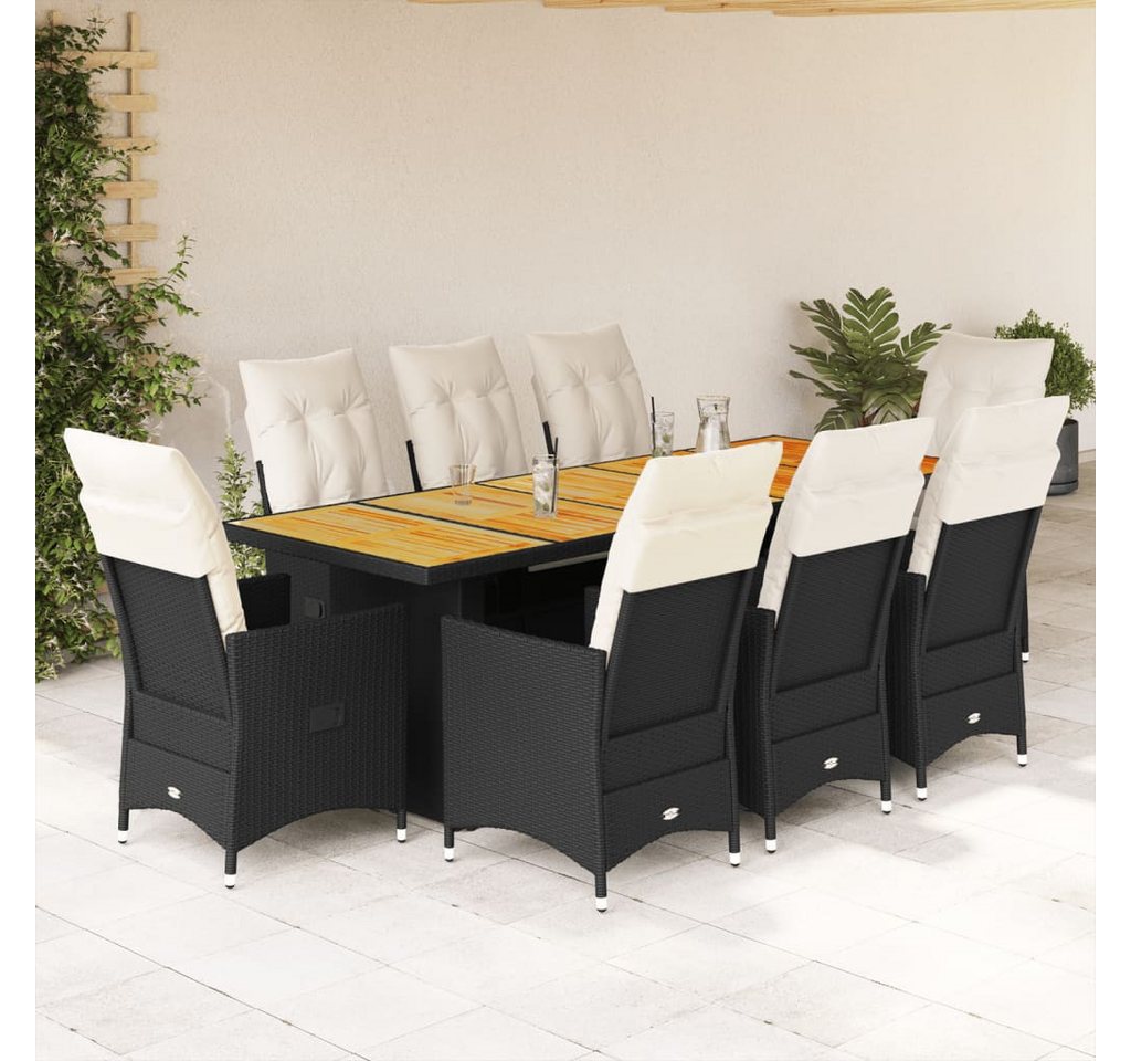 vidaXL Bar-Set, 9-tlg. Garten-Bistro-Set mit Kissen Schwarz Poly Rattan vidaXL Bar-Set, 9-tlg. Garten-Bistro-Set mit Kissen Schwarz Poly Rattan von vidaXL
