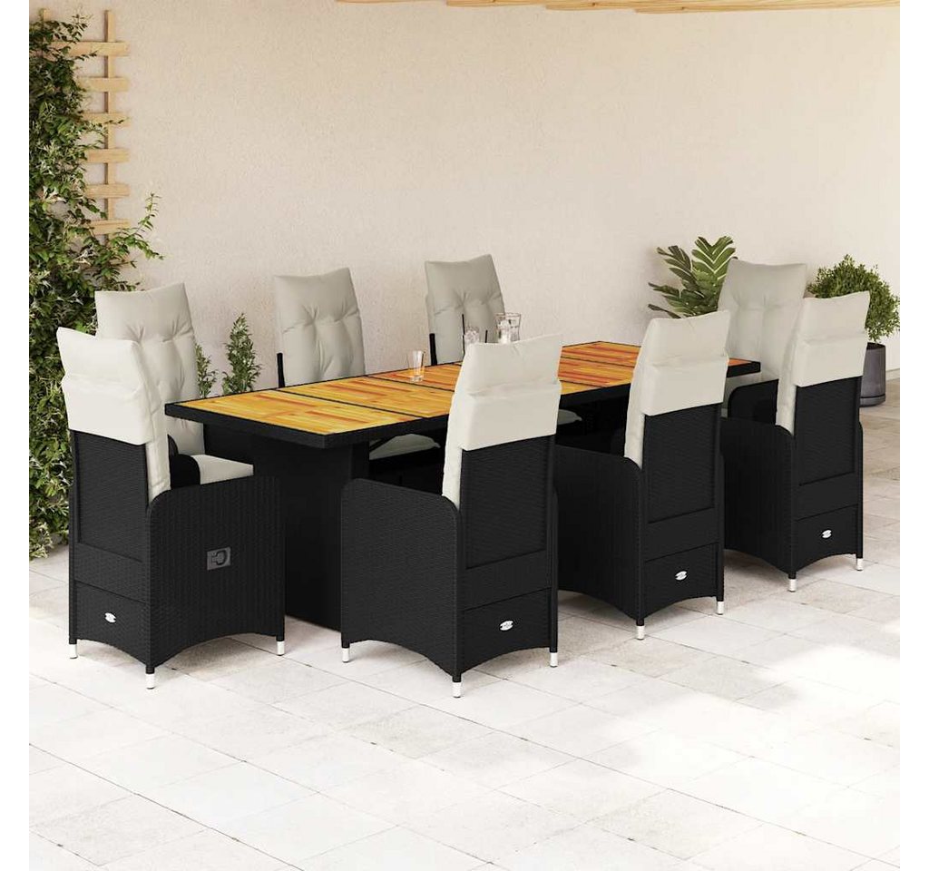 vidaXL Bar-Set, 9-tlg. Garten-Bistro-Set mit Kissen Schwarz Poly Rattan vidaXL Bar-Set, 9-tlg. Garten-Bistro-Set mit Kissen Schwarz Poly Rattan von vidaXL