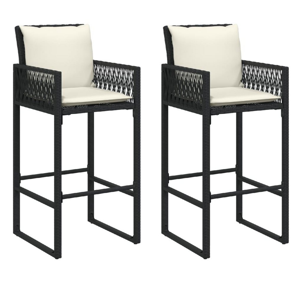 vidaXL Barhocker, Garten-Barhocker mit Kissen 2 Stk. Schwarz Poly Rattan vidaXL Barhocker, Garten-Barhocker mit Kissen 2 Stk. Schwarz Poly Rattan von vidaXL
