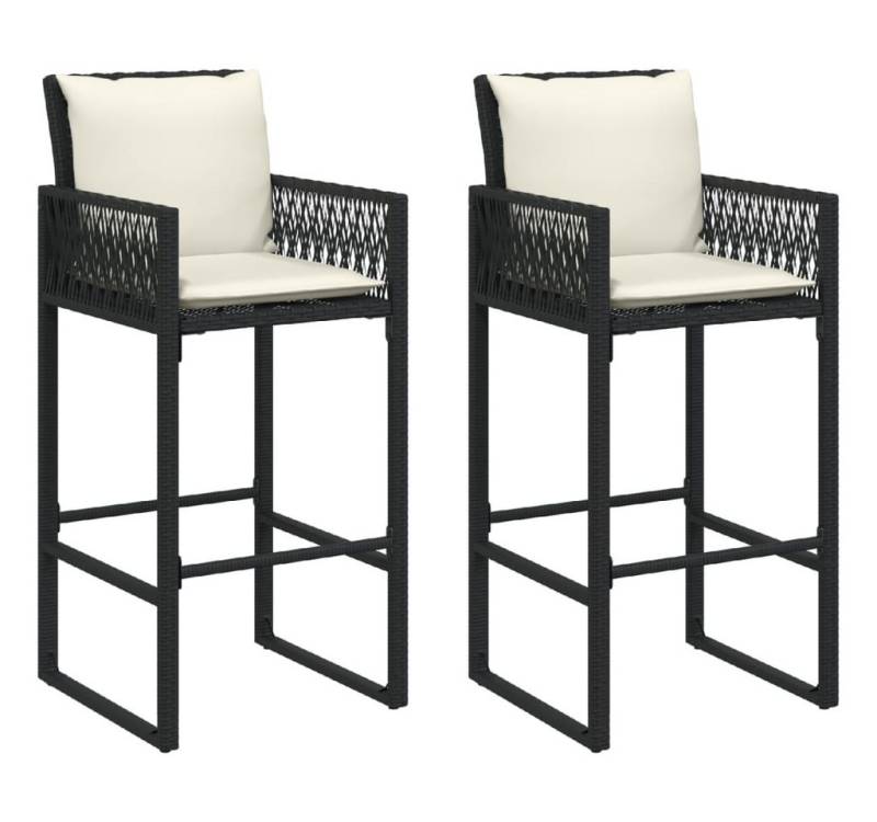 vidaXL Barhocker, Garten-Barhocker mit Kissen 2 Stk. Schwarz Poly Rattan vidaXL Barhocker, Garten-Barhocker mit Kissen 2 Stk. Schwarz Poly Rattan von vidaXL