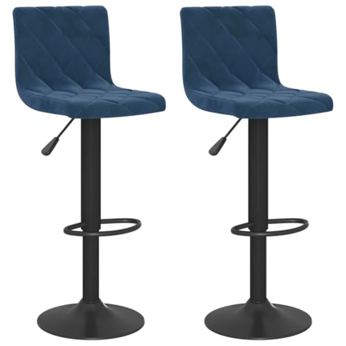 vidaXL Barhocker 2 STK. Blau Samt, Barstühle, Stuhl Bar, Stuhl, Hocker Bar, Stühle Bar, Stühle, Tresenstuhl, Thekenstuhl, Tresenhocker, Thekenhocker von vidaXL