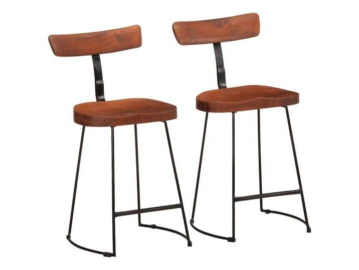vidaXL Barhocker Barhocker 2 Stk. 49x43x79 cm Massivholz (2 St), braun schwarz von vidaXL