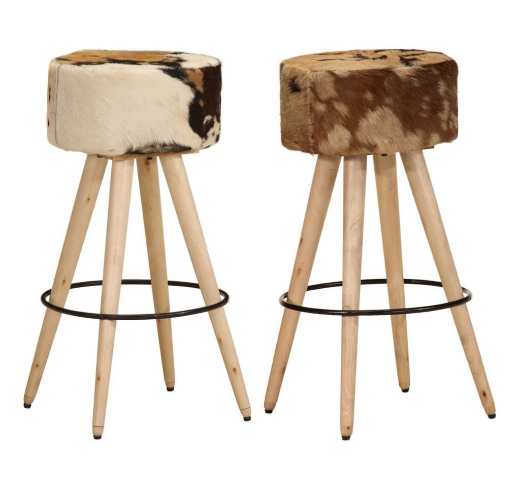 vidaXL Barhocker Barhocker 2 Stk. Braun Raues holz und Echtleder von vidaXL