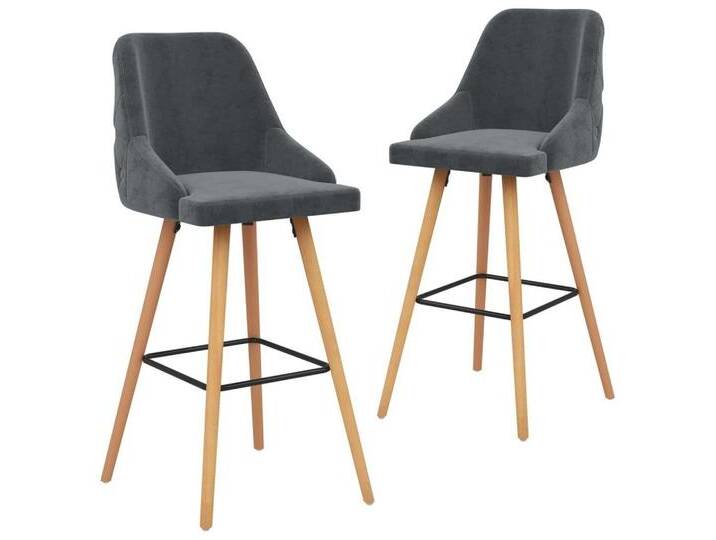 vidaXL Barhocker Barhocker 2 Stk. Dunkelgrau Samt (2 St), grau, Dunkelgrau von vidaXL