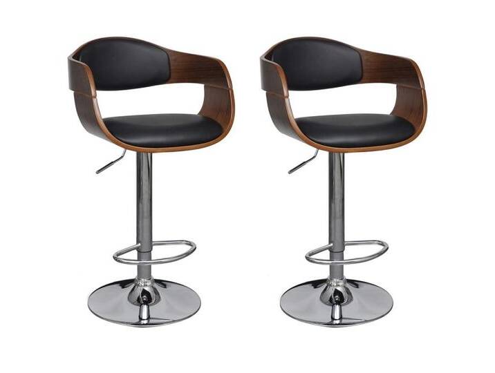 vidaXL Barhocker Barhocker 2 Stk. Schwarz Bugholz und Kunstleder (2 St), schwarz, Schwarz von vidaXL