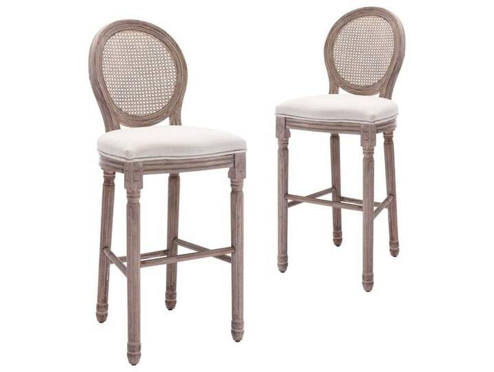 vidaXL Barhocker Barhocker 2 Stk. Weiß Leinen (2 St), weiß von vidaXL