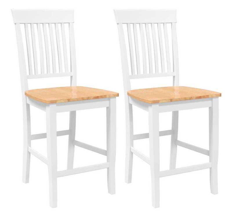 vidaXL Barhocker Barhocker 2 Stk. Weiß Massivholz Gummibaum (1 St) von vidaXL