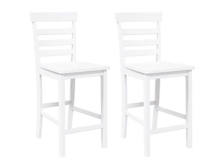 vidaXL Barhocker Barhocker 2 Stk. Weiß Massivholz Gummibaum (2 St), weiß, Weiß von vidaXL