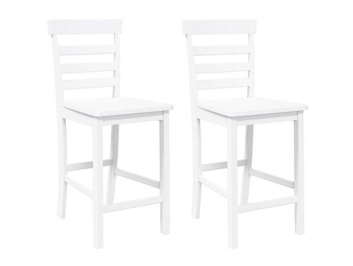 vidaXL Barhocker Barhocker 2 Stk. Weiß Massivholz Gummibaum (2 St), weiß, Weiß von vidaXL