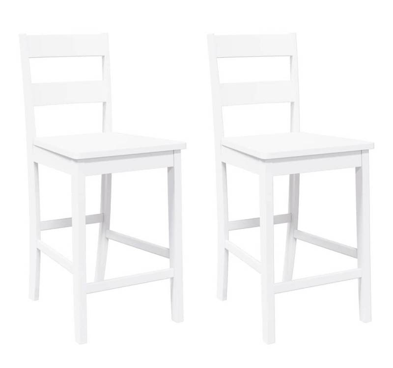 vidaXL Barhocker Barhocker 2 Stk. Weiß Massivholz Gummibaum (2 St) von vidaXL