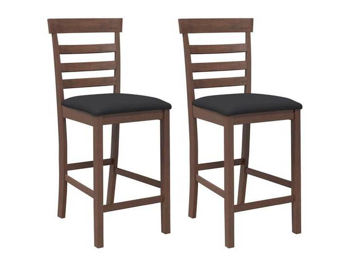 vidaXL Barhocker Barhocker mit Kissen 2 Stk. Braun Massivholz Gummibaum (2 St), braun schwarz, Braun und Schwarz von vidaXL