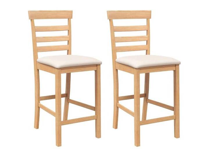vidaXL Barhocker Barhocker mit Kissen 2 Stk. Natur Massivholz Gummibaum (2 St), Naturfarben und hell von vidaXL