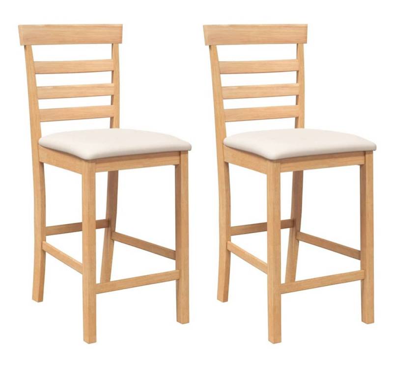 vidaXL Barhocker Barhocker mit Kissen 2 Stk. Natur Massivholz Gummibaum (2 St) von vidaXL