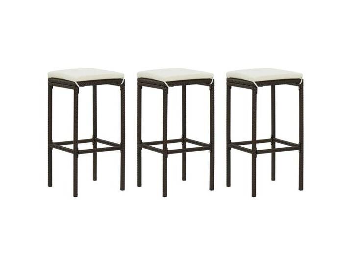 vidaXL Barhocker Barhocker mit Kissen 3 Stk. Braun Poly Rattan (3 St), braun, Braun von vidaXL