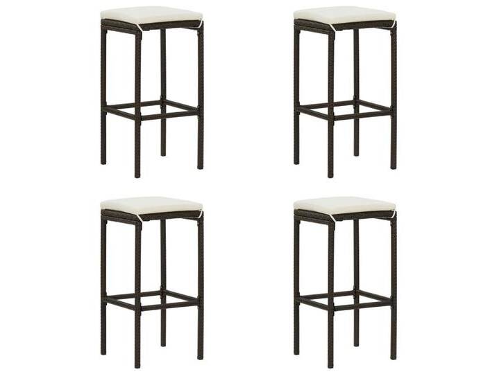 vidaXL Barhocker Barhocker mit Kissen 4 Stk. Braun Poly Rattan (4 St), braun, Braun von vidaXL