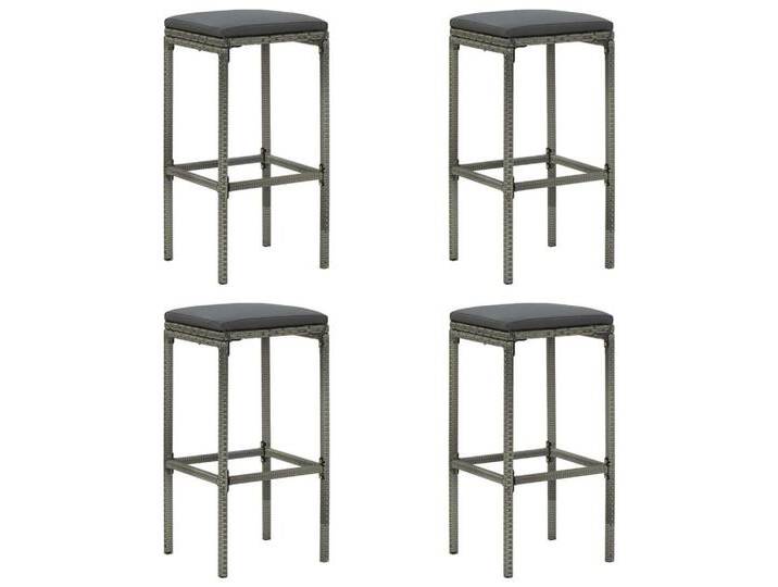 vidaXL Barhocker Barhocker mit Kissen 4 Stk. Grau Poly Rattan (4 St), grau, Grau von vidaXL