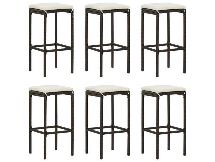 vidaXL Barhocker Barhocker mit Kissen 6 Stk. Braun Poly Rattan (6 St), braun, Braun von vidaXL
