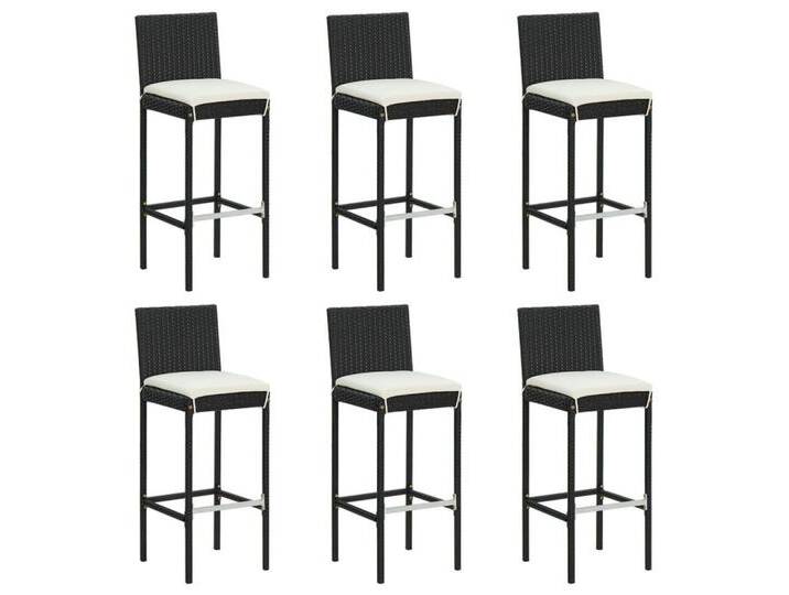 vidaXL Barhocker Barhocker mit Kissen 6 Stk. Schwarz Poly Rattan (6 St), schwarz, Schwarz von vidaXL