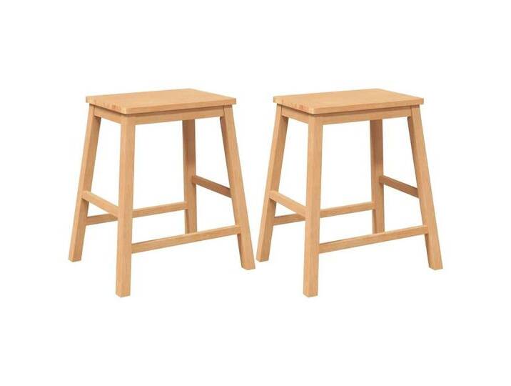 vidaXL Barhocker Barstühle 2 Stk. Massivholz Gummibaum (1 St), braun von vidaXL