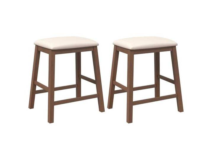 vidaXL Barhocker Barstühle mit Kissen 2 Stk. Braun Massivholz Gummibaum (1 St), braun von vidaXL