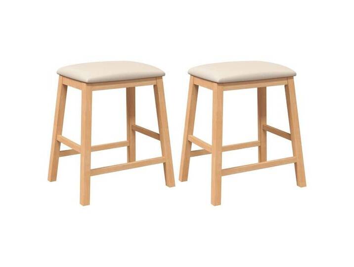 vidaXL Barhocker Barstühle mit Kissen 2 Stk. Massivholz Gummibaum (1 St), braun von vidaXL